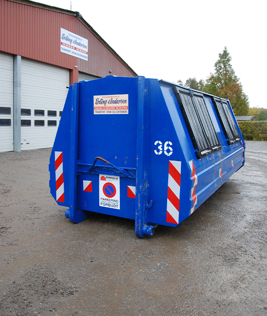 Blå container